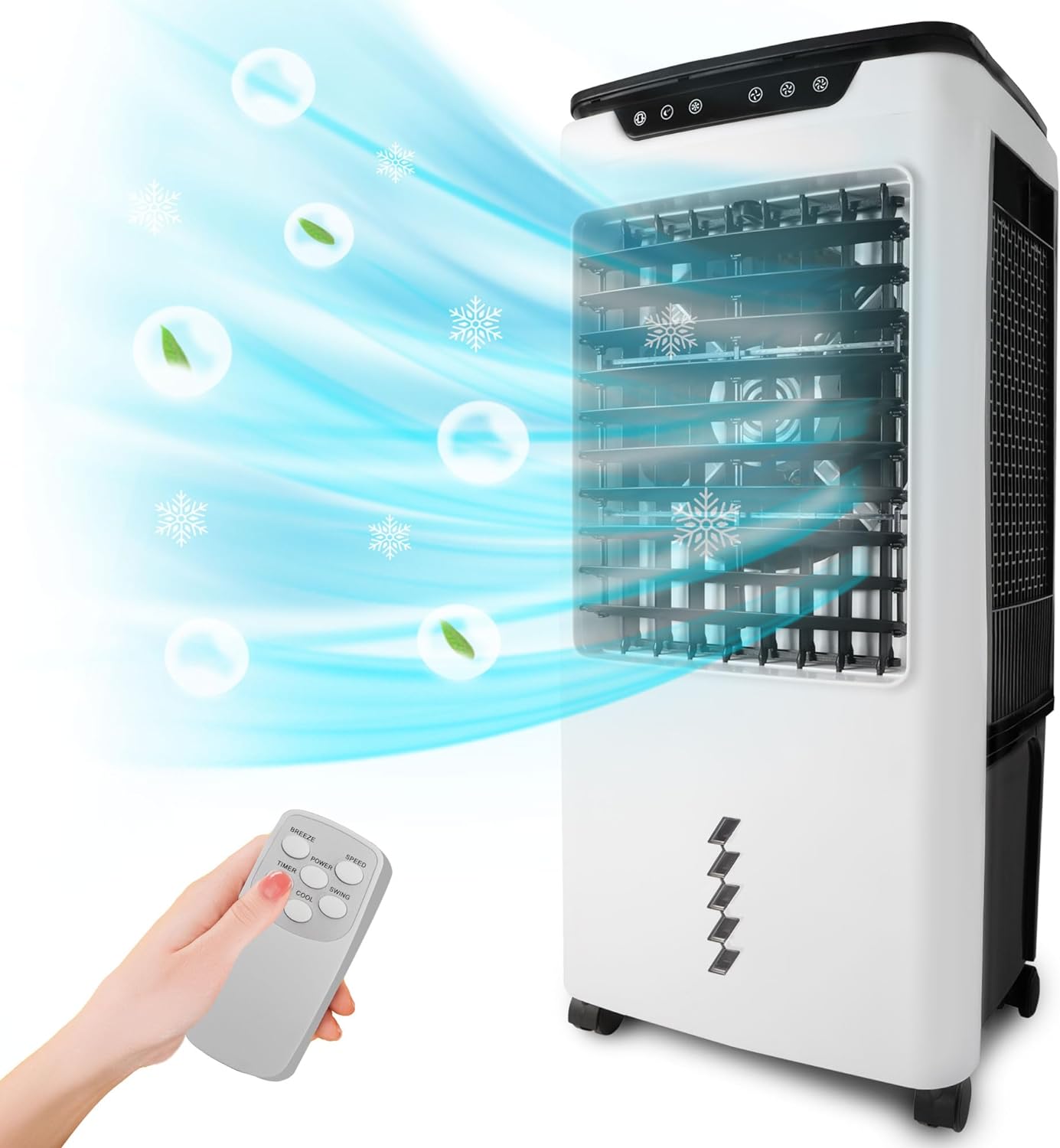 Powerful Swamp Cooler 5300 CFM, 7 Gallons Water Tank, Portable Indoor Evaporative Air Cooler, Remote Included, Swing Mode, Modern Design, 3 Speeds (LBW-6500RC)