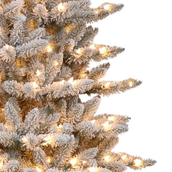 6.5 ft. Pre-Lit Flocked Slim Fraser Fir Artificial Christmas Tree with 350 UL-Listed Clear Lights