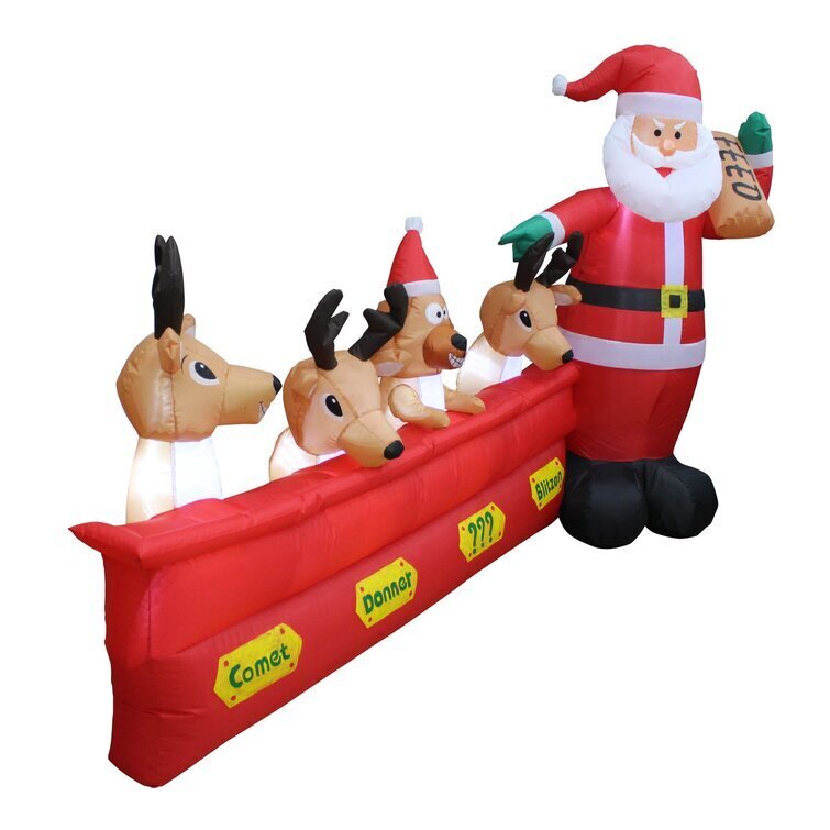 Santa and His Reindeer Inflatable