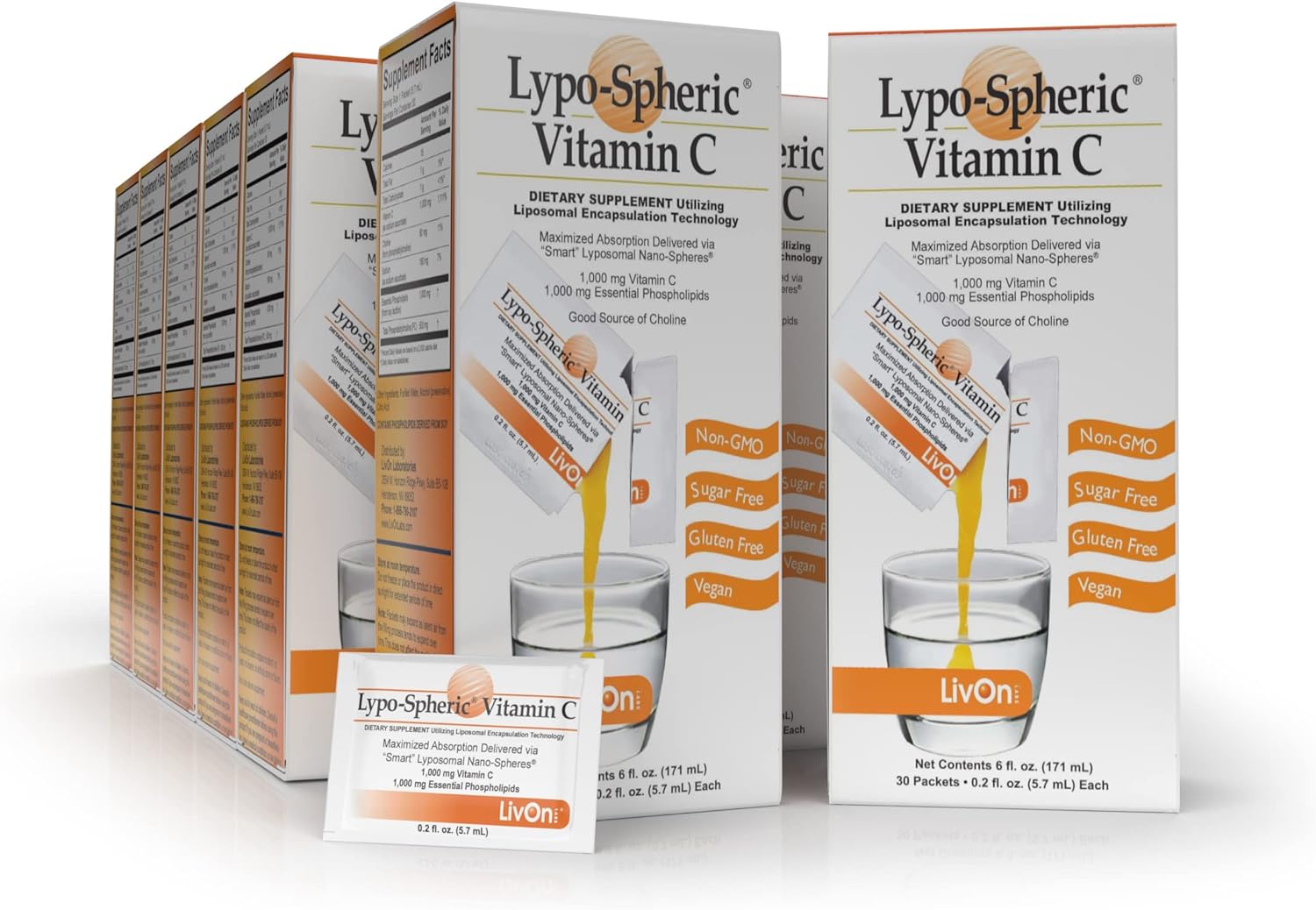 LivOn Laboratories Lypo�CSpheric Vitamin C �C 12 Cartons (360 Packets)