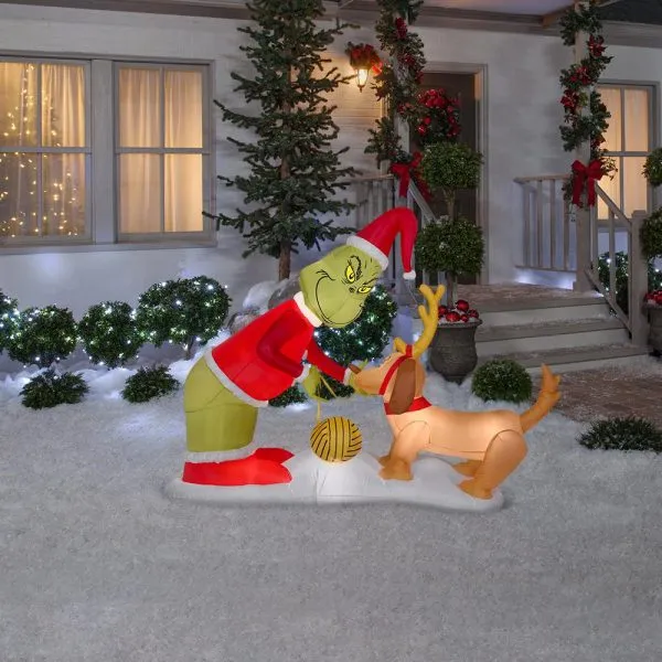 Christmas-5 12 ft h x 6 5 ft w inflatable airblown holiday grinch and max scene