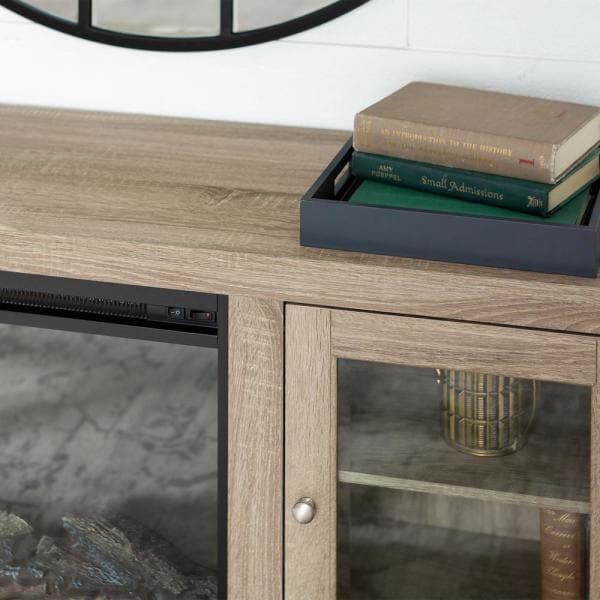 58" Traditional Electric Fireplace TV Stand - Driftwood