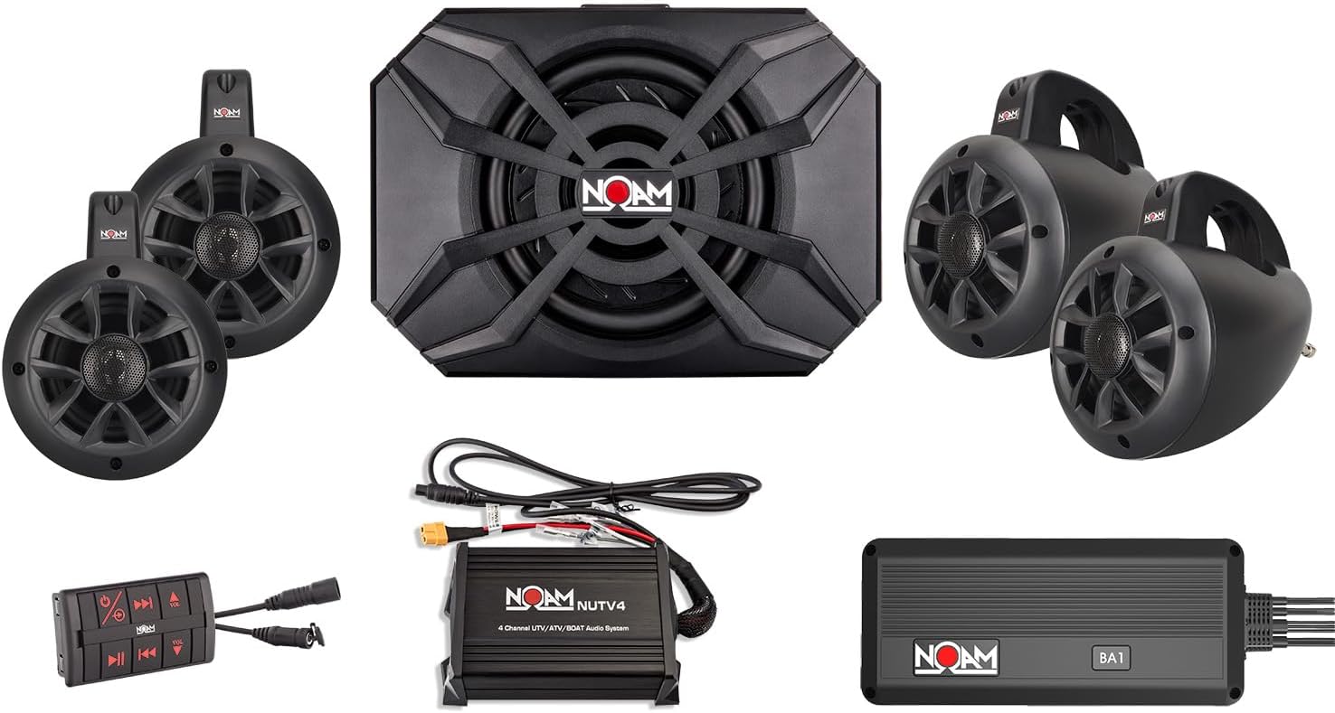 4 Channels Marine Bluetooth ATV/Golf Cart/UTV Speakers Stereo System