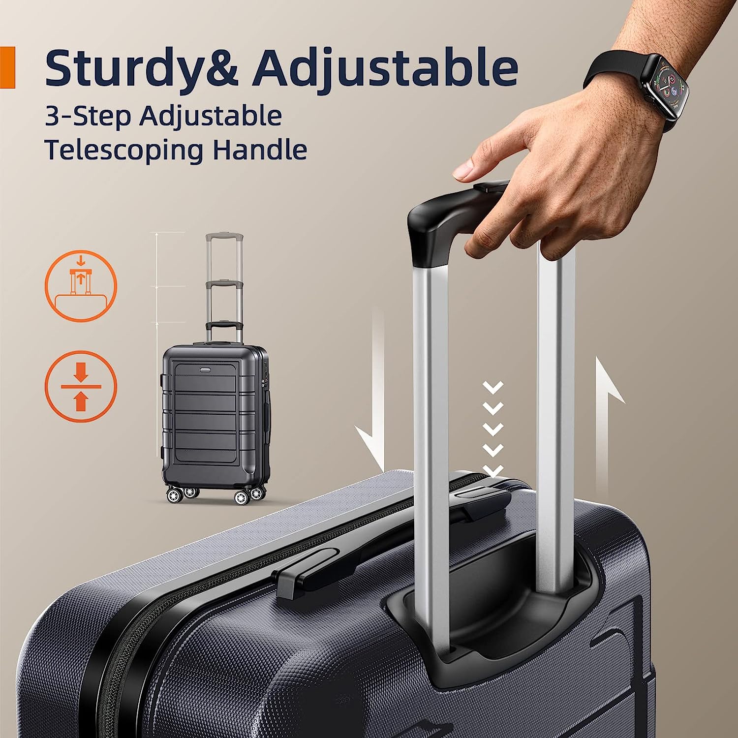 Luggage Sets Expandable Suitcase Double Wheels TSA Lock (Gray)