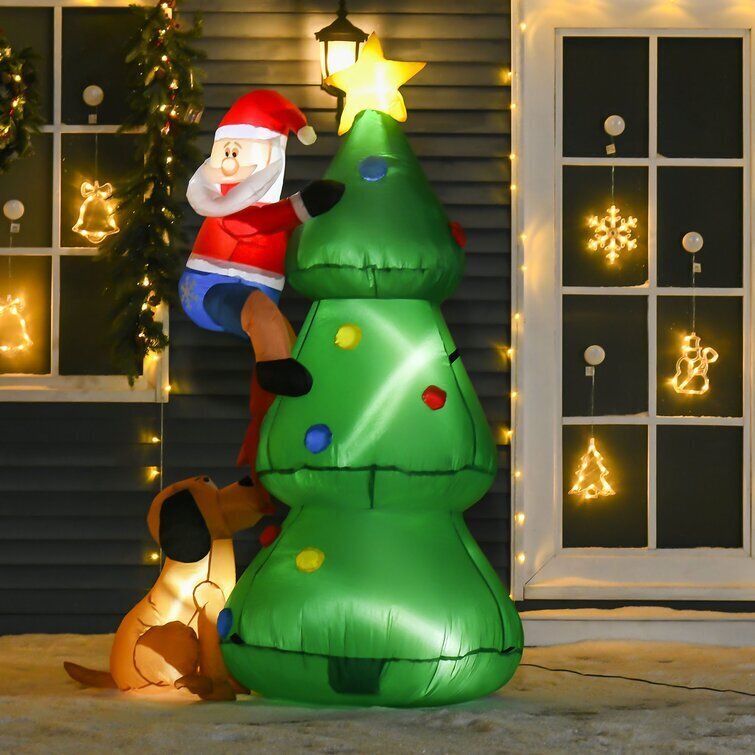 Christmas Tree with Santa Claus Dog Inflatable