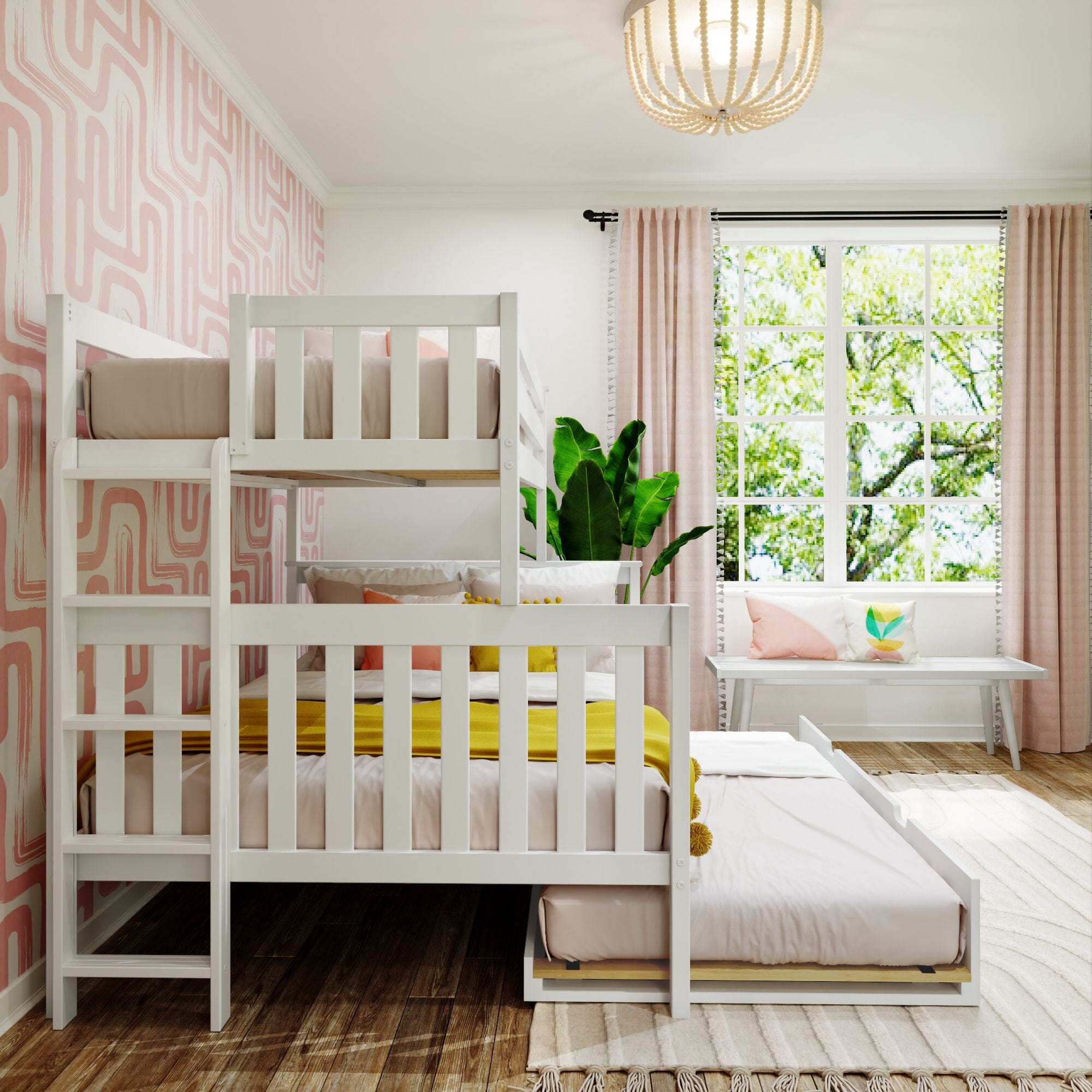 🎄Store Closing Sale💖Twin over Full Bunk Bed with Ladder on End and Trundle