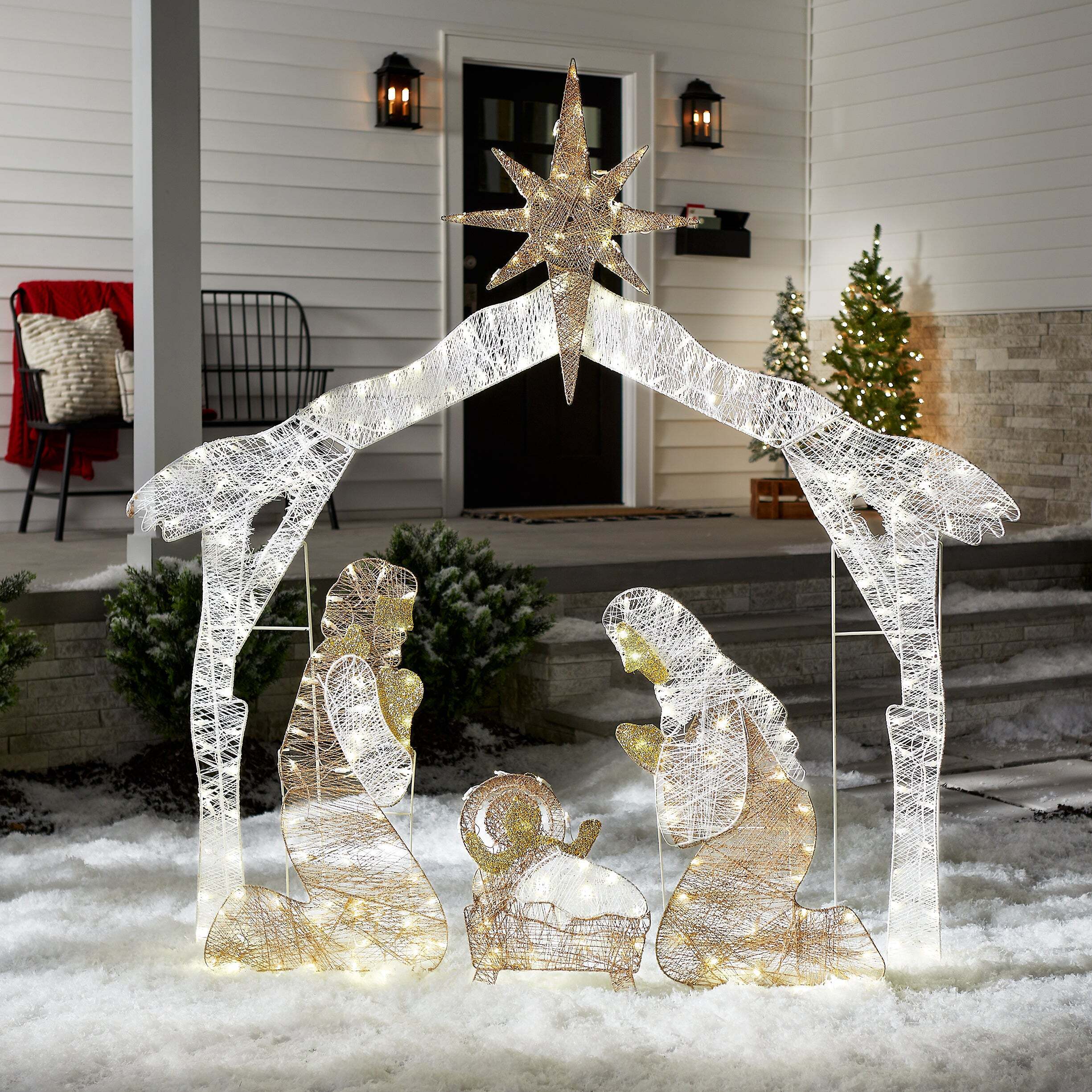 72in. Nativity Scene with White LED Lights