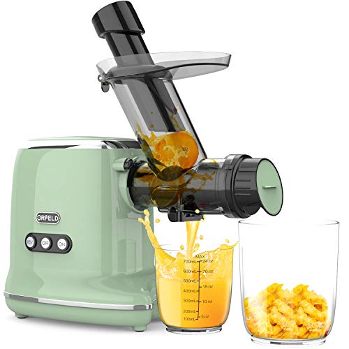 Juicer Machines, Orfeld Cold Press Juicer with 95% Juice Yield & Purest Juice, Easy Cleaning & Quiet Motor Masticating Juicer Machines for Vegetables and Fruits (Green)
