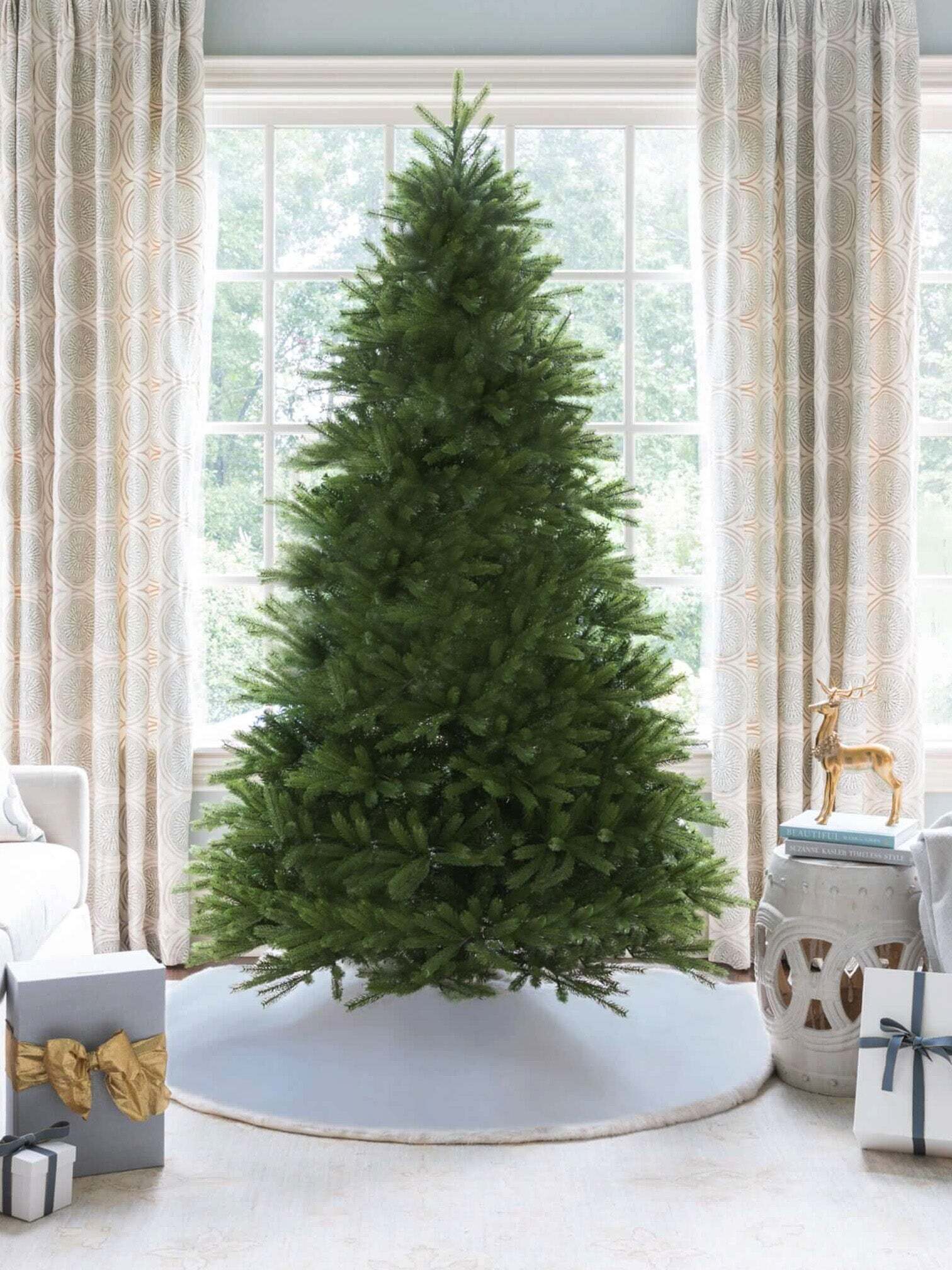 12' King Fraser Fir Quick-Shape Artificial Christmas Tree with 2300 Warm White & Multi-Color LED Lights