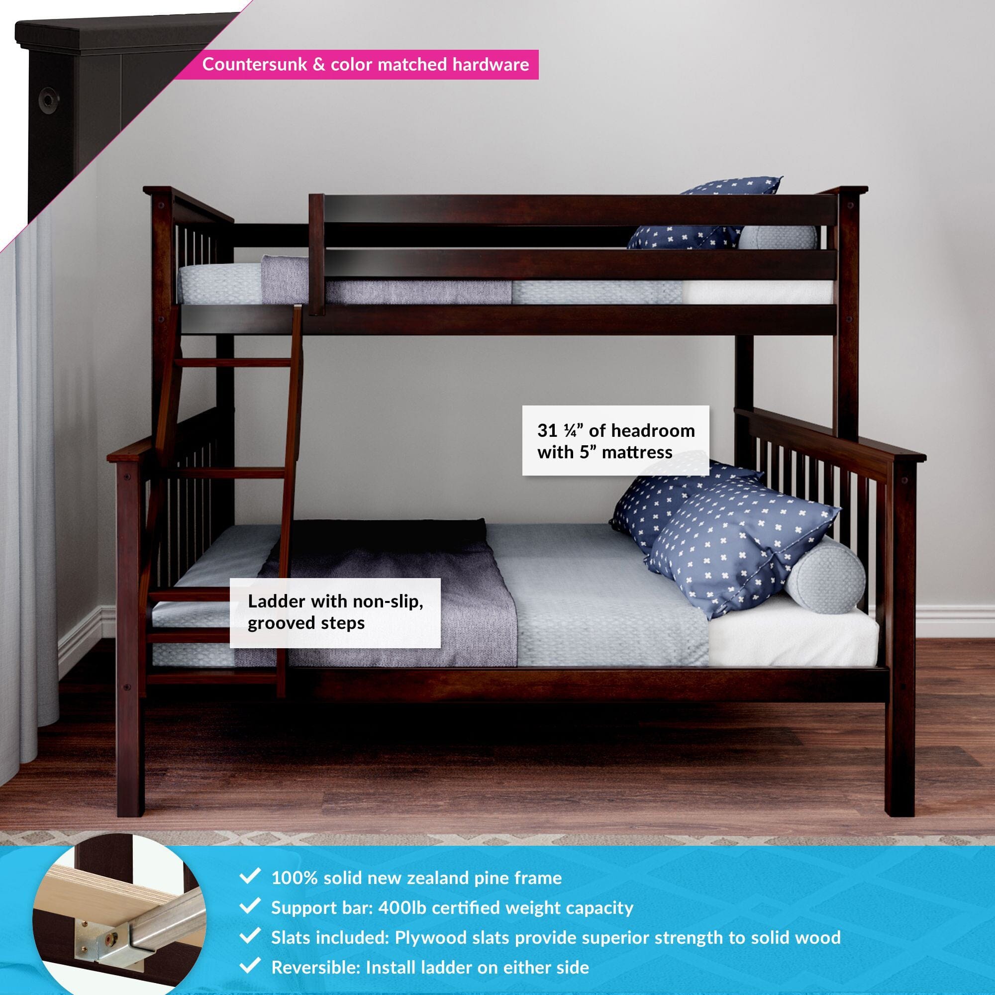 🎄Store Closing Sale💖Kid's Twin Over Full-Size Bunk Bed