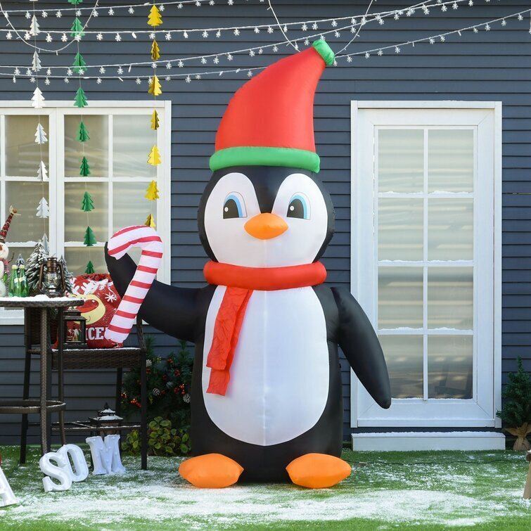 Penguin Holding Candy Cane Christmas Inflatable