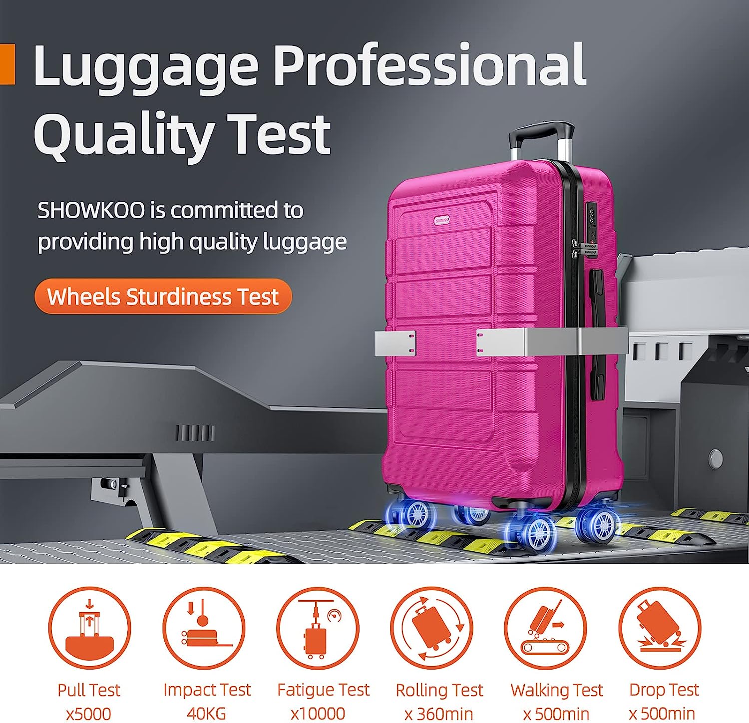 Luggage Sets Expandable PC+ABS Durable Suitcase Sets Double Wheels TSA Lock Megenta 3pcs