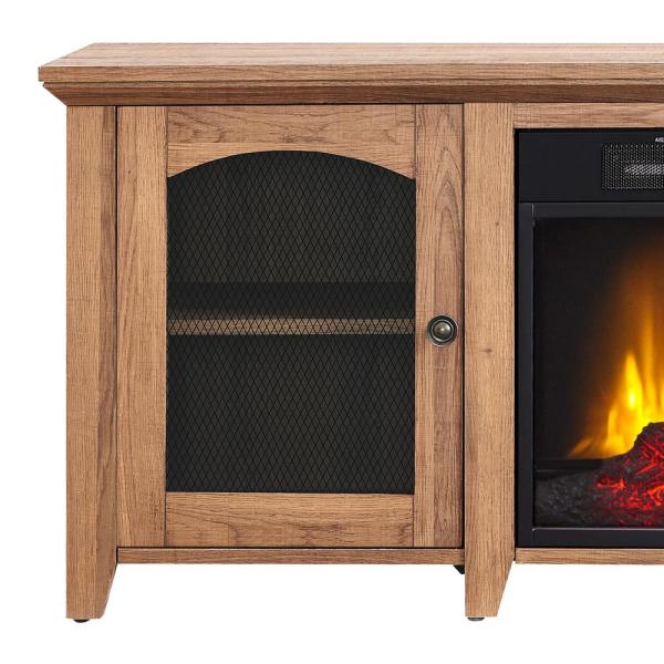 56 in. Media Electric Fireplace with Arch Doors in Rustic Barn Wood