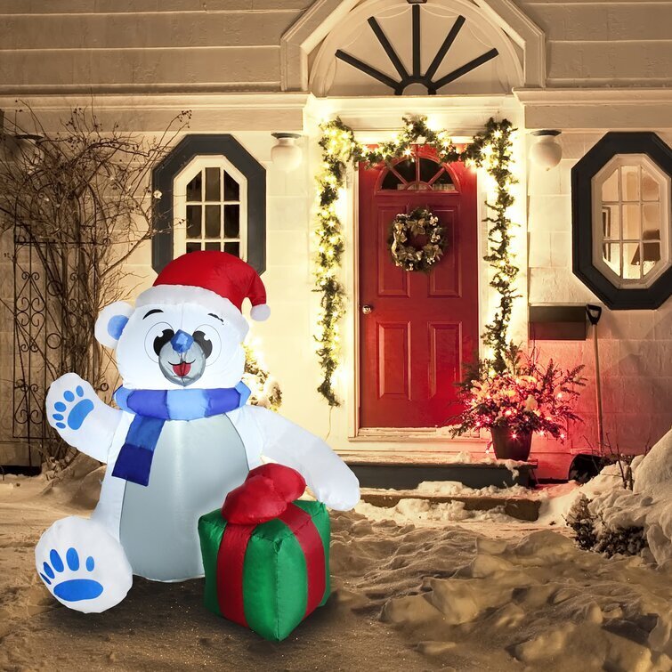 Christmas Waving Polar Bear Inflatable