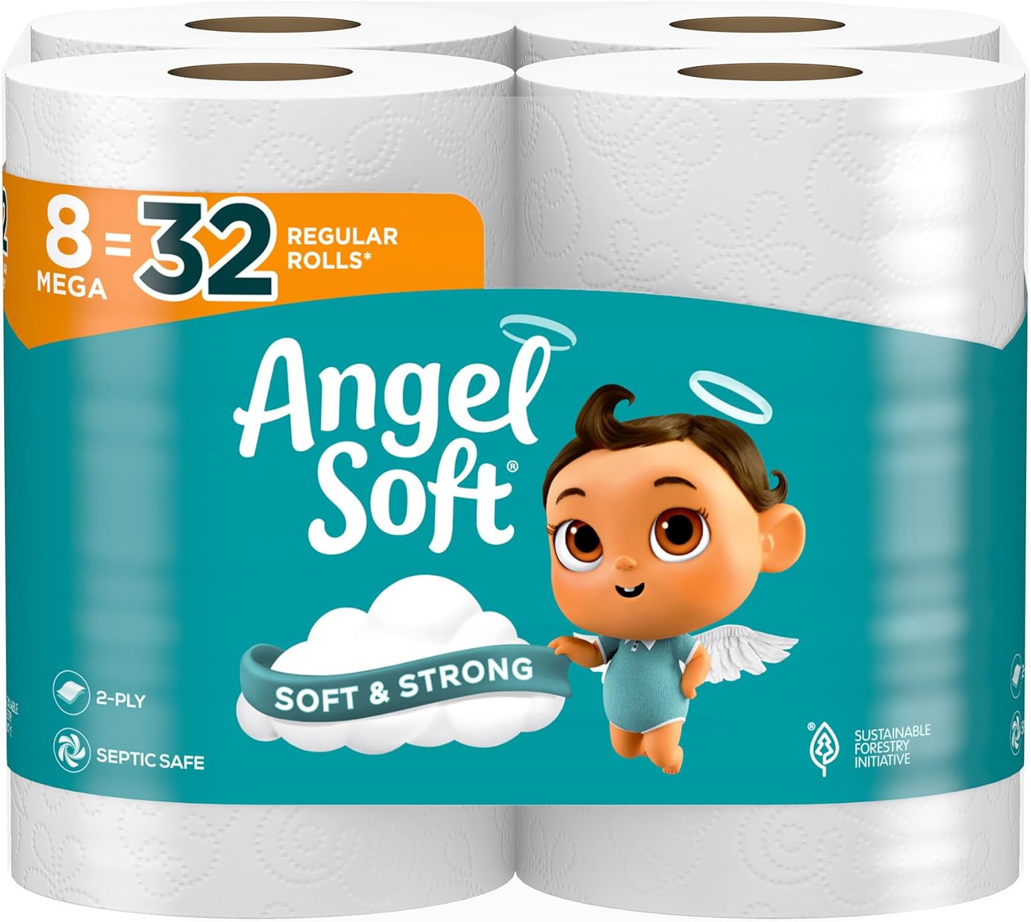 Angel Soft Toilet Paper, 16 Mega Rolls = 64 Regular Rolls, Soft and Strong Toilet Tissue