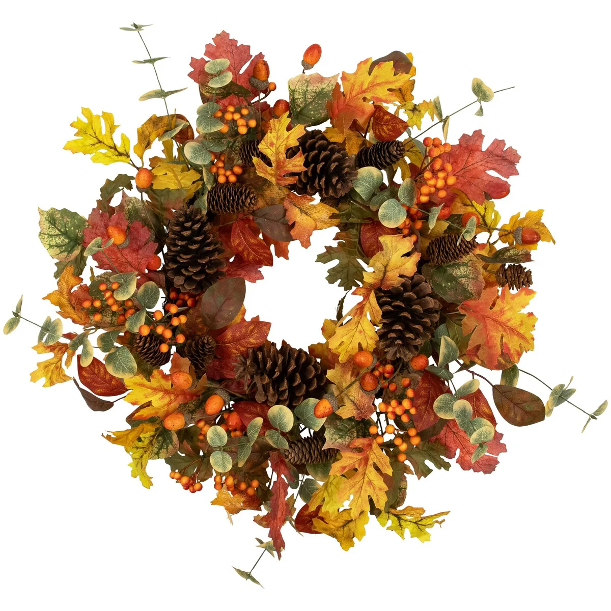 Berries and Pinecones Artificial Fall Harvest Wreath - 26