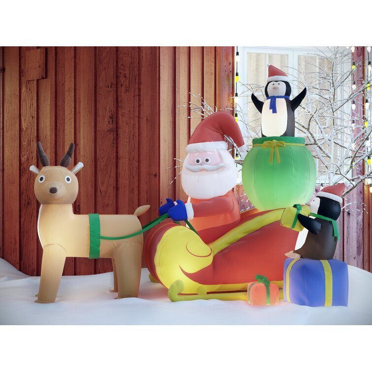 Christmas Santa with Reindeer Inflatable