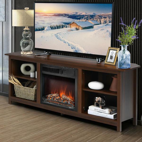 58 in. Fireplace TV Stand with 18 Electric Fireplace Up to 65 in. Coffee (2-Tier)