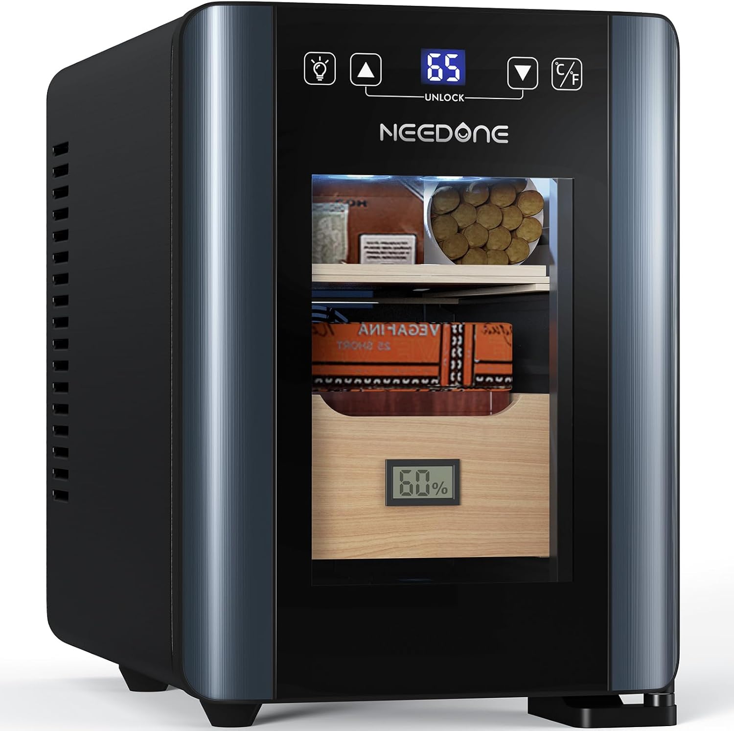 Cigar Humidor 48L with Heating and Cooling Temperature Control System, Quiet Thermostatic Electric Cooler Cabinet for 350 Counts with Digital Hygrometer, Spanish Cedar Wood, Gift for Men