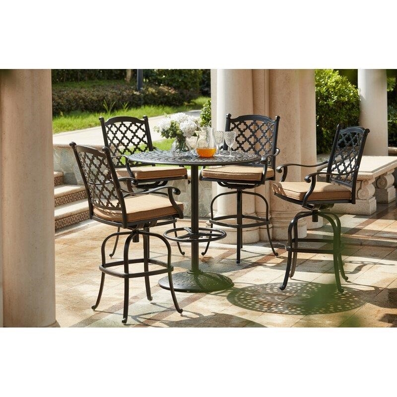 Waconia Round 4 - Person 42'' Long Aluminum Bar Height Dining Set with Cushions