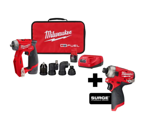 2505-22-2551-20 M12  12V Lithium-Ion Brushless Cordless 4-in-1 Installation 3/8in. Drill Driver   SURGE Impact Driver Combo Kit