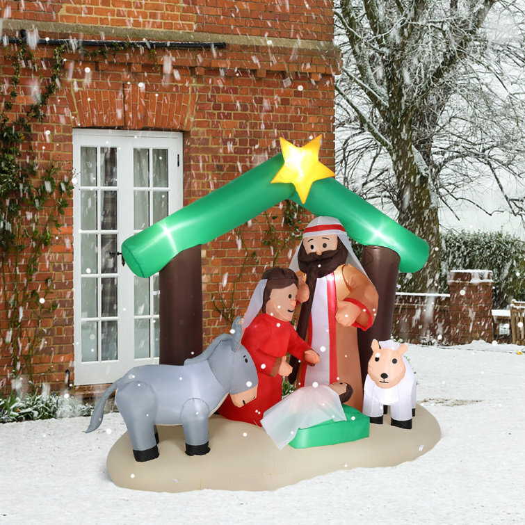 Christmas Snowy Night Nativity Scene Inflatable