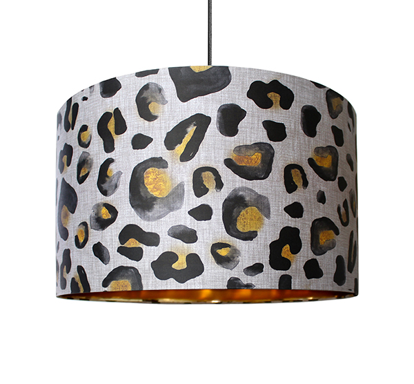 Natural Inky Leo Gold Lined Lampshade