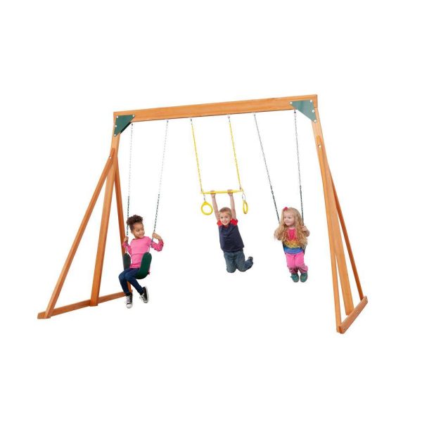 3800 Trailside Complete Wood Swing Set with Multi-Color Playset Accessories