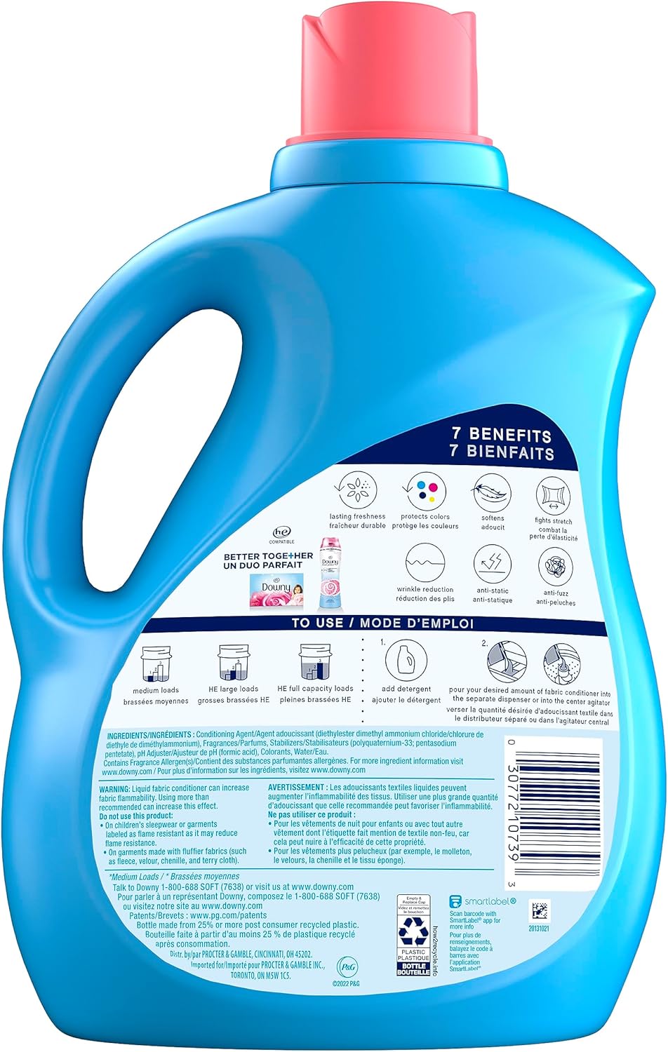 Downy Fabric Softener Liquid, Cool Cotton Scent, 140 fl oz, 190 Loads