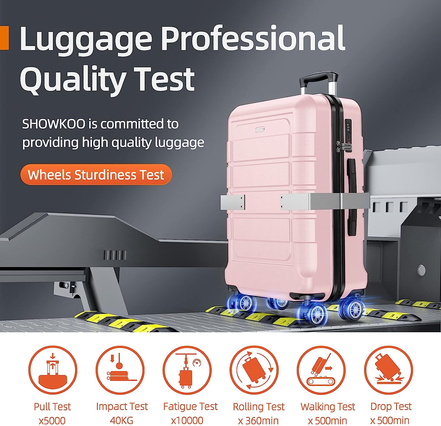 Luggage Sets Expandable PC+ABS Durable Suitcase Sets Double Wheels TSA Lock Pink 3pcs