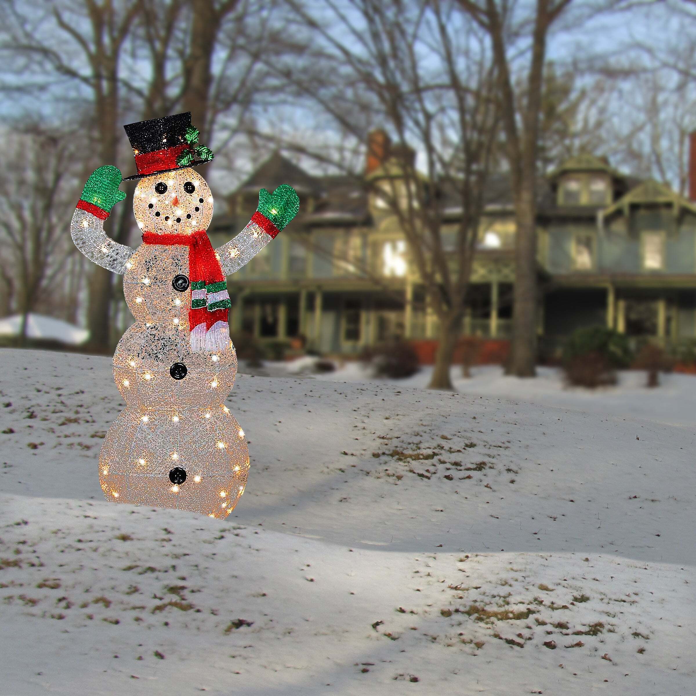 48 in. Snowman Decoration with Clear Lights