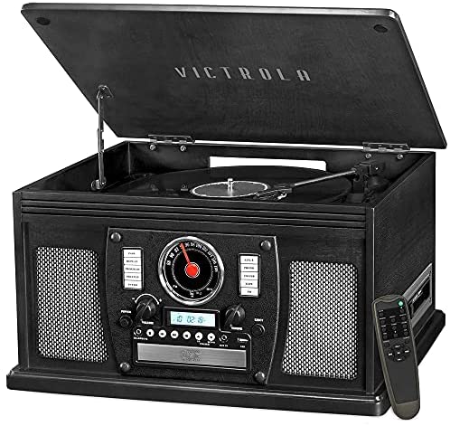 Victrola 8-in-1 Bluetooth Record Player & Multimedia Center, Built-in Stereo Speakers �C Turntable, Wireless Music Streaming