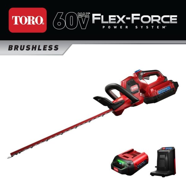 51840 Flex-Force 24 in. 60V Max Lithium-Ion Cordless Hedge Trimmer   2.5 Ah Battery and Charger Included