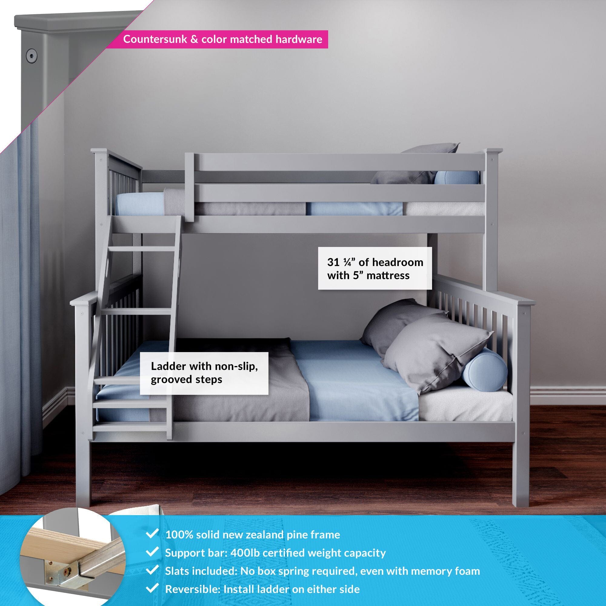 🎄Store Closing Sale💖Kid's Twin Over Full-Size Bunk Bed