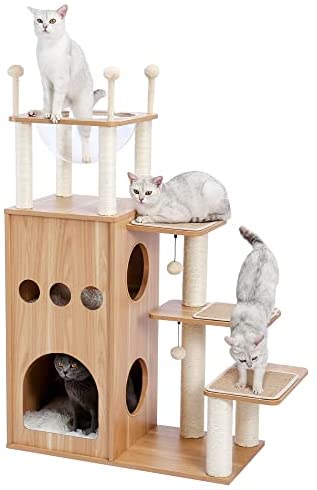 Made4Pets Cat Tree Modern Cat Tower Featuring with Fully Sisal Covering Scratching Posts