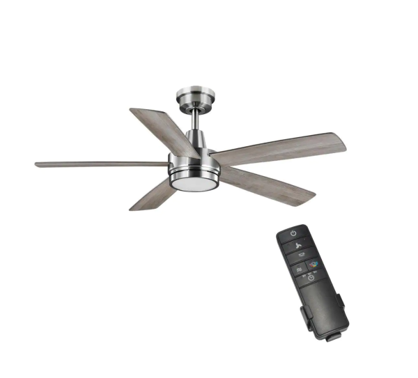 52133 Fanelee 54 in. White Color Changing Integrated LED Brushed Nickel Smart Hubspace Ceiling Fan with Light Kit and Remote