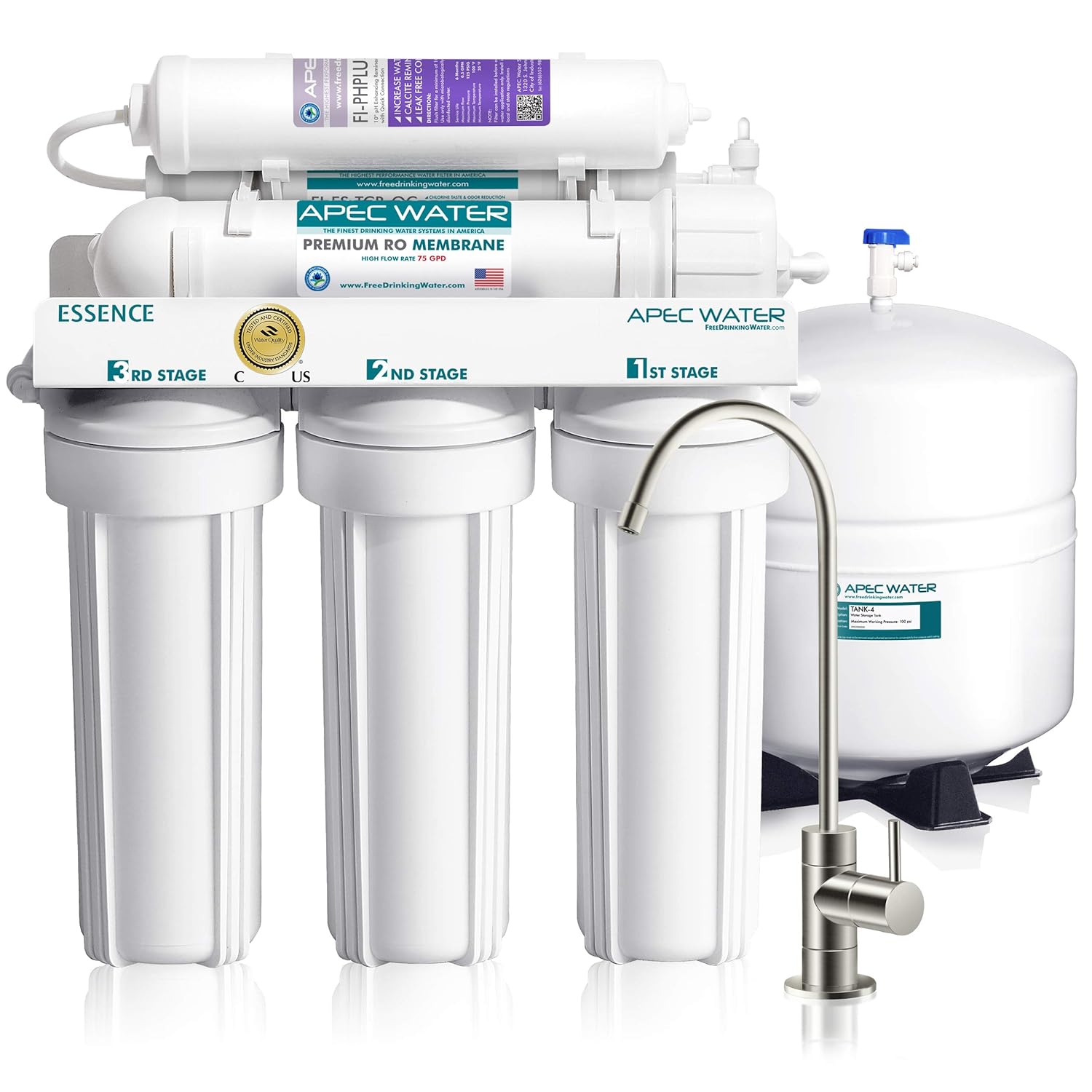 Systems ROES-50 Essence Series Top Tier 5-Stage WQA Certified Ultra Safe Reverse Osmosis Drinking Water Filter System with Extra High Capacity Pre-Filter Set Stage 1-3