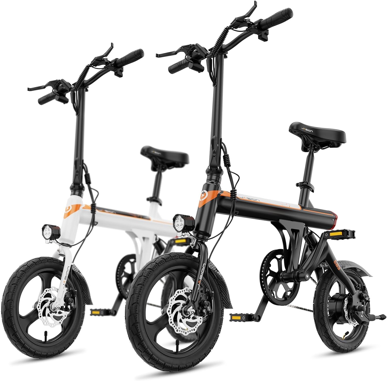 Jasion EB3 Electric Bike Adults 21mph, 500W Peak Motor, 270Wh Battery, Rear Suspension, 3 Levels Assist, 14