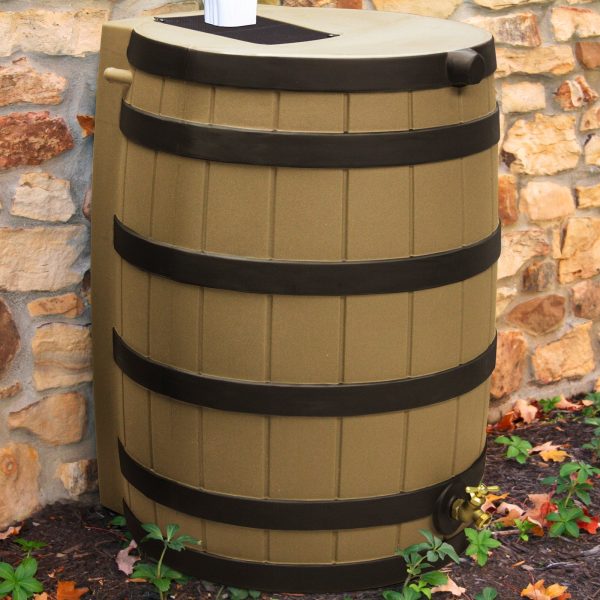 40-Gallon Rain Barrel   Darkened Ribs   Khaki