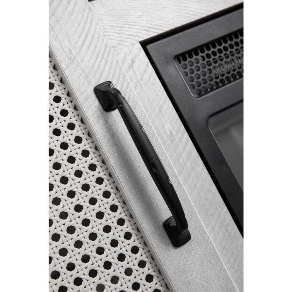 54 in. Saw Cut-Off White TV Stand for TVs up to 60 in. with Electric Fireplace