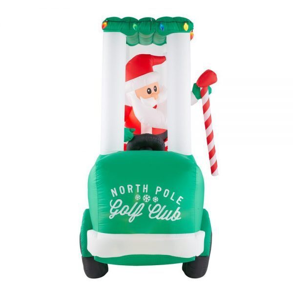6 ft inflatable santa with golf cart scene