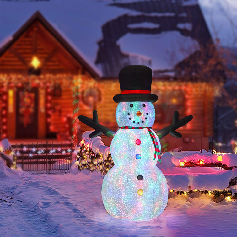 Inflatable 8ft Outdoor Snowman Christmas Yard Decoration, with Flashing Disco Lights