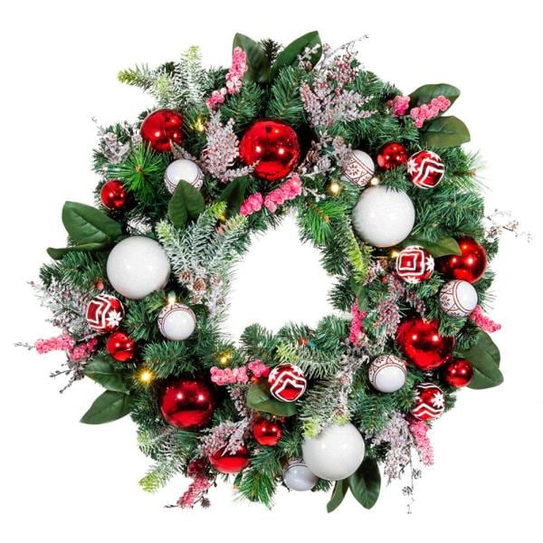 30 in. Pre-Lit LED Nordic Wreath