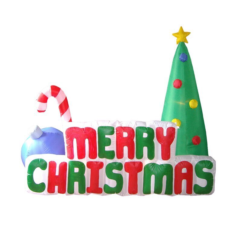 Merry Christmas with Candy Cane Ornaments Tree Inflatable
