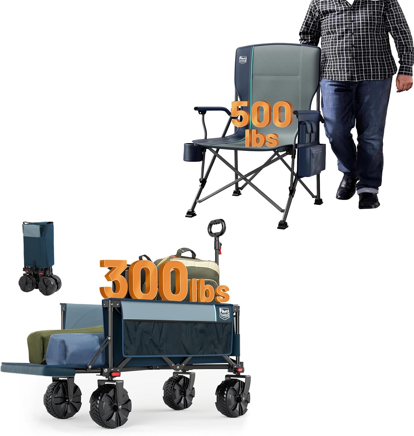 Oversized Camping Chair High Back Support up to 500lbs & 47