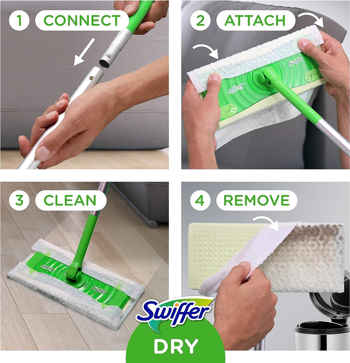 Swiffer Sweeper 2-in-1 Mops for Floor Cleaning, Dry and Wet Multi Surface Floor Cleaner, Sweeping and Mopping Starter Kit, Includes 1 Mop + 19 Refills, 20 Piece Set