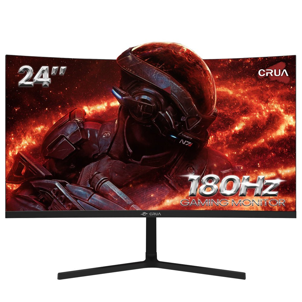 CRUA 24��� 180Hz Curved Gaming Monitor �C FHD 1080P Frameless Computer Monitor, AMD Freesync, Low Motion Blur,Dp&Hdmi Port, Black