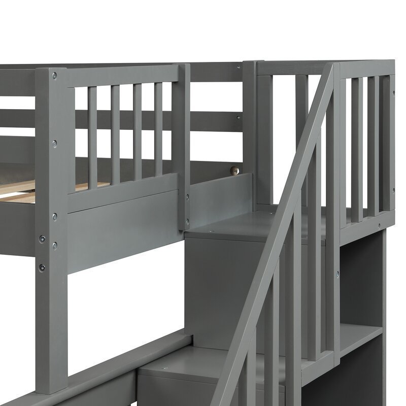 🎄Store Closing Sale💖twin-over-full-bunk-bed-with-and-guard-rail