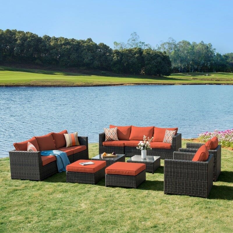 Cassville Wicker/Rattan 8 - Person Seating Group with Cushions