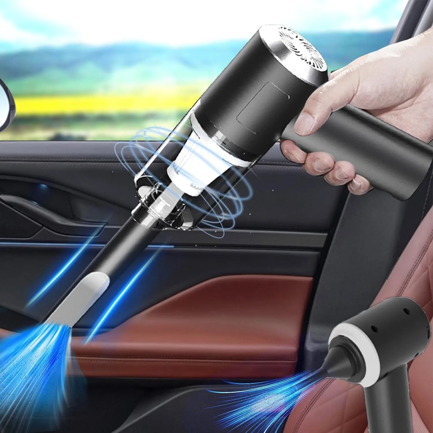 Handheld Car Vacuum 120w Powerful, portable car vacuum with cleaning cloth